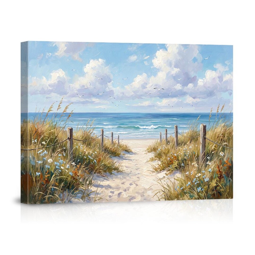 Beach Ocean Canvas Poster Wall Art Print Coastal Seascape Painting ...
