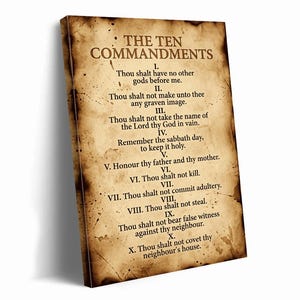 The Ten Commandments Wall Art Scripture Canvas Poster Vintage Bible Verse Print Rustic Home Decor Christian Gift Office Living Room Decor