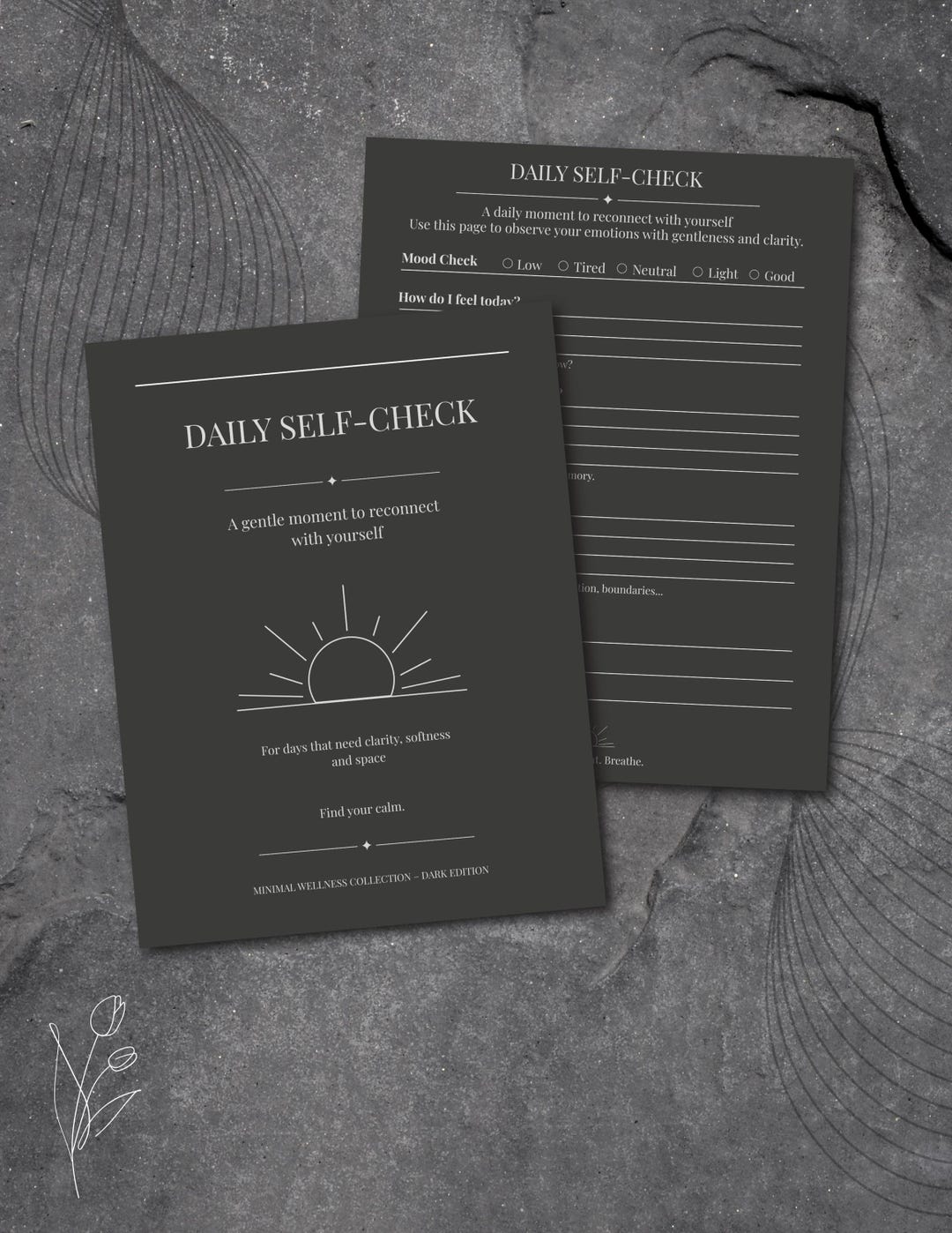Self Check Worksheet Digital Daily Self-check Worksheet, Dark Edition Emotional Wellness ...