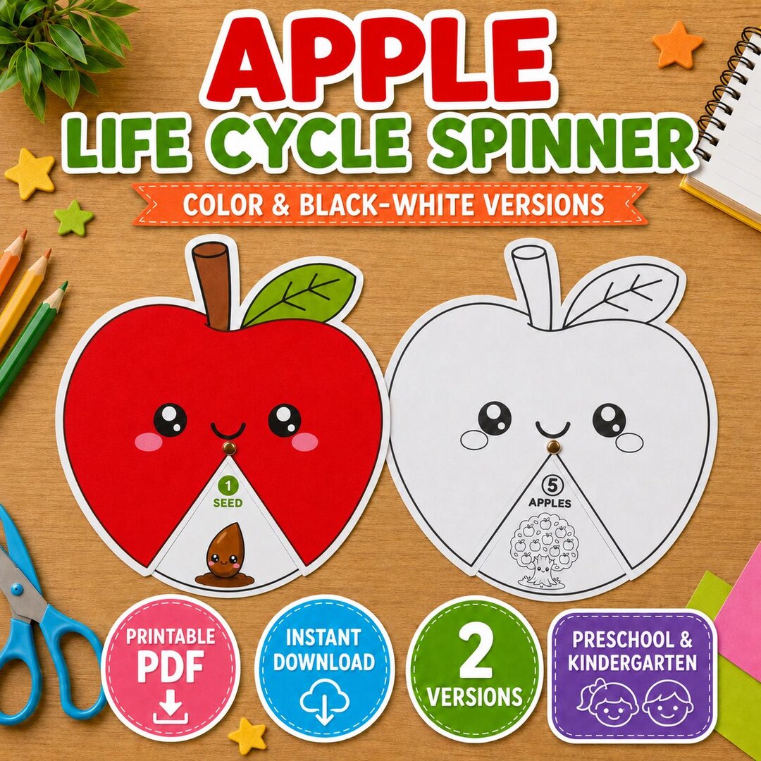 Apple Life Cycle Spinner Wheel Printable | Science Craft for Kids ...