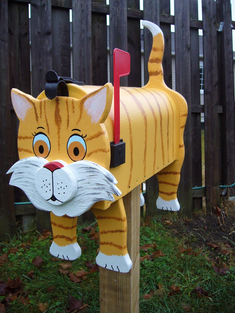 Cat mailboxes Yellow Cat mailbox Etsy