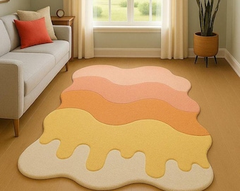Pastal wavy abstract rug