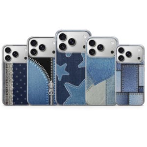 Denim Print Phone Case Patchwork Cover for iPhone 17 Pro Max, 16e, 15, 14, 13 & Samsung S26 Ultra, S25 FE, A57, A56, Pixel 10, 9A