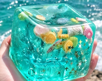 Stress Relief Squishy Toy, Marine Themed Style Squish Cube, Sensory Toy for Fidgeting