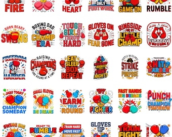 Boxing PNG Bundle | Fighter Glove Clipart Pack | Combat Shirt Graphic | Warrior Artwork | Digital Download