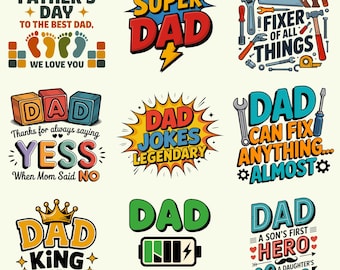 Ensemble PNG SVG Fête des Pères | Citations drôles de papa | Daddysaurus Rad | Sublimation rétro