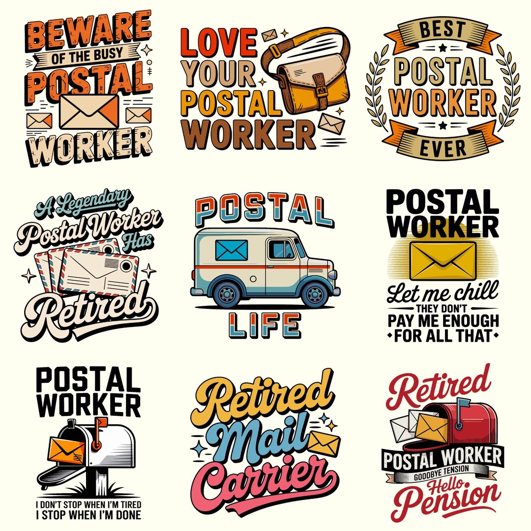 Mail Carrier PNG Pack | Retro Postal Service Artwork | Boho Dispatch ...