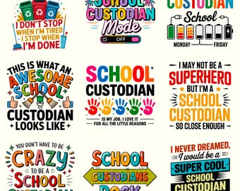 School Custodian PNG SVG Bundle | Retro Backtoschool Sublimation Design | Janitor Appreciation Clipart Digital Download