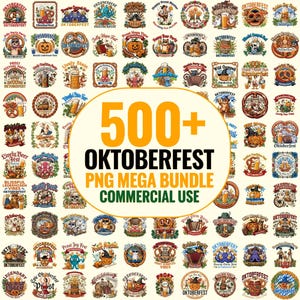 Oktoberfest PNG Bundle | Rustic Bavarian Artwork | Beer Stein Illustration | Dirndl Festival Graphics | Instant Download