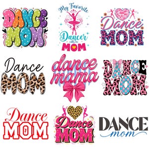 Pacchetto PNG e SVG "Dance Mom" / Grafica con fiocco rosa civettuolo / Sublimazione in stile balletto universitario