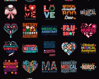 Medical Assistant PNG Bundle | Healthcare Career Graphics | Lab Coat Clip Art | MA Appreciation Designs