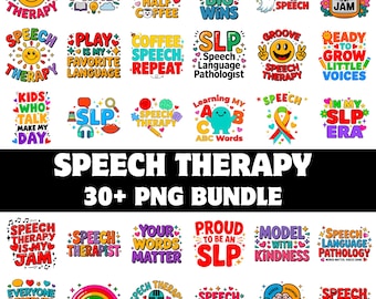 Speech Therapy PNG Bundle | SLP Clipart Designs | Language Pathologist Classroom Graphics Digital Download