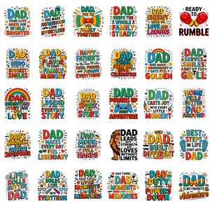 Pappa PNG-paket | Pappatypografisamling | Humoristiskt tröjdesignpaket | Pappa-temagrafik