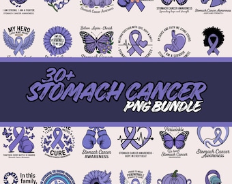 Stomach Cancer Awareness PNG Bundle | Gastric Warrior Graphics | Family Support Theme | Printable Shirt Design