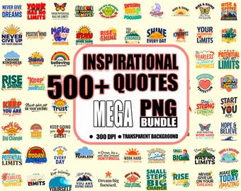 Inspirational Quotes PNG Bundle | Motivational Sayings | Positive Affirmations | Self Love Graphics | Digital Download