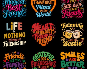 Bestfriends PNG SVG Pack | Friendship Saying Design | Funny Bestie Quote | Clipart Sublimation | Instant Download
