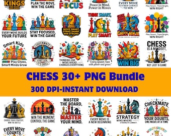 Chess PNG Bundle | Board Game Strategy Clipart | Funny Player Quotes Sublimation Designs | Digital Download