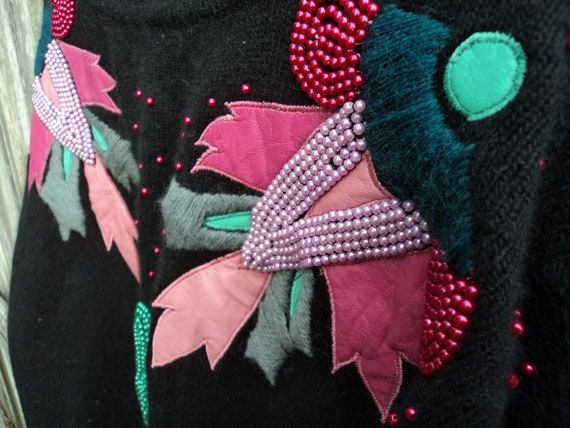 Abstract Embellished Black Sweater - image 2