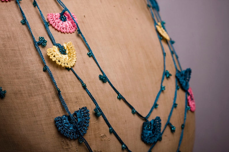 Crochet Necklace, Oya Necklace, Turkish Oya, 141.73 Needle Lace, Turkish Lace, Ethnic Necklace, Traditional Oya, FAST Shipment leman-004 image 7