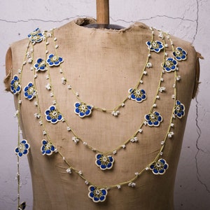 Crochet Necklace, Oya Necklace, Turkish Oya, 133.86" Needle Lace, Turkish Lace, Ethnic Necklace, Traditional Oya, FAST Shipment mekiye-005
