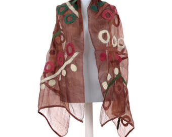 Foulard, foulard en feutre, foulard feutré Nuno, châle feutré de 24,41 po x 72,05 po, foulard enveloppant, foulard en soie, enveloppement en feutre, feutre traditionnel, expédition RAPIDE 10506