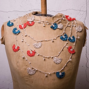 Crochet Necklace, Oya Necklace, Turkish Oya, 124.80&quot; Needle Lace, Turkish Lace, Ethnic Necklace, Traditional Oya, FAST Shipment leman-008