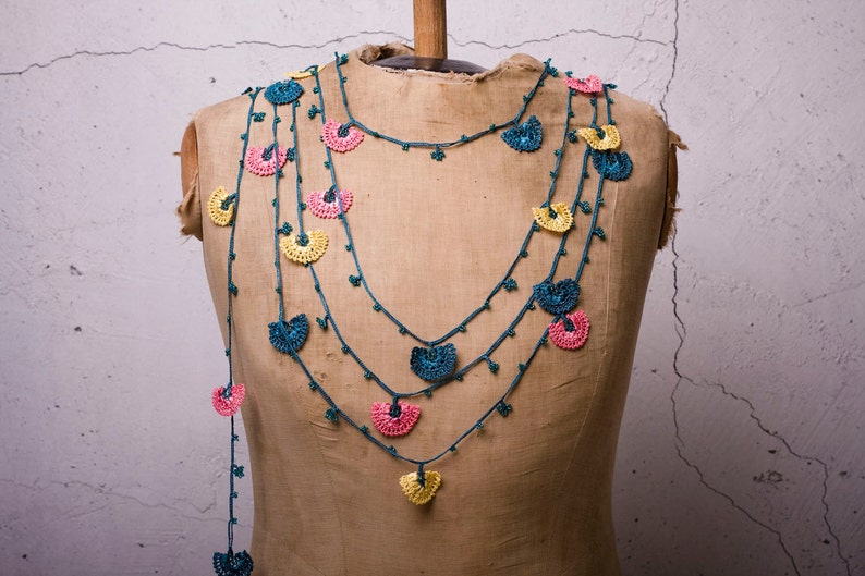 Crochet Necklace, Oya Necklace, Turkish Oya, 141.73 Needle Lace, Turkish Lace, Ethnic Necklace, Traditional Oya, FAST Shipment leman-004 image 1