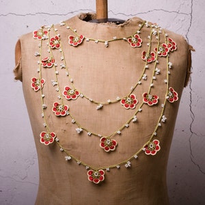 Crochet Necklace, Oya Necklace, Turkish Oya, 135.04&quot; Needle Lace, Turkish Lace, Ethnic Necklace, Traditional Oya, FAST Shipment mekiye-009