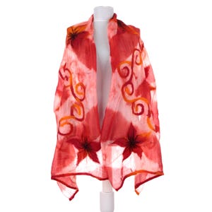 Scarf, Felt Scarf, Nuno Felted Scarf, 24.41&quot; x 72.05&quot; Felted Shawl, Wrap Scarf, Silk Scarf, Felt Wrap, Traditional Felt, FAST Shipment 10518