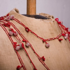 Crochet Necklace, Turkish Lace, 157.48&quot; Turkish Oya, Needle Lace, Oya Necklace, Tribal Oya Necklace, Ethnic, FAST Shipment - saime-022