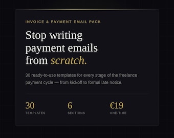 Pacchetto di email per fatture e pagamenti freelance: 30 modelli di email per essere pagati puntualmente.