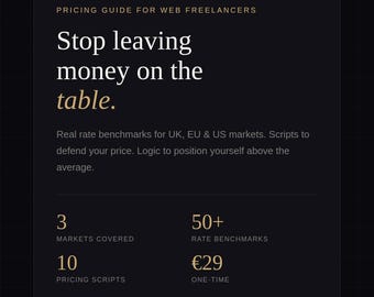 Guida ai prezzi per i freelance: tariffe giornaliere di riferimento per web designer e sviluppatori nei mercati di Regno Unito, UE e Stati Uniti.