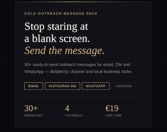Pacchetto di messaggi per contatti a freddo: modelli per email, messaggi diretti su Instagram, WhatsApp e LinkedIn per freelance.