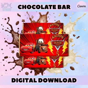 Cars Chocolate Bar Label Kids Birthday Party Favor CTS1
