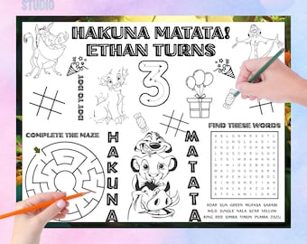 ハクナ マタタ プレースマット ライオン キング 誕生日パーティー アクティビティ LK1