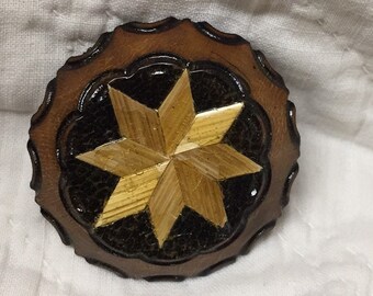 Wood Brooch Marquetry Design