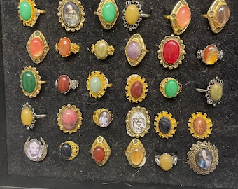 Assorted stone cabochon adjustable ring