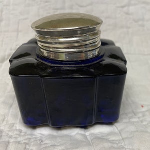 Cobalt Blue glass inkwell reproduction
