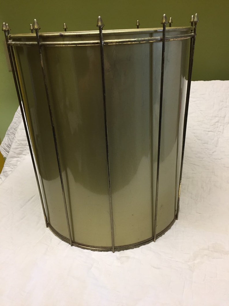 Midcentury metal wastebasket as is