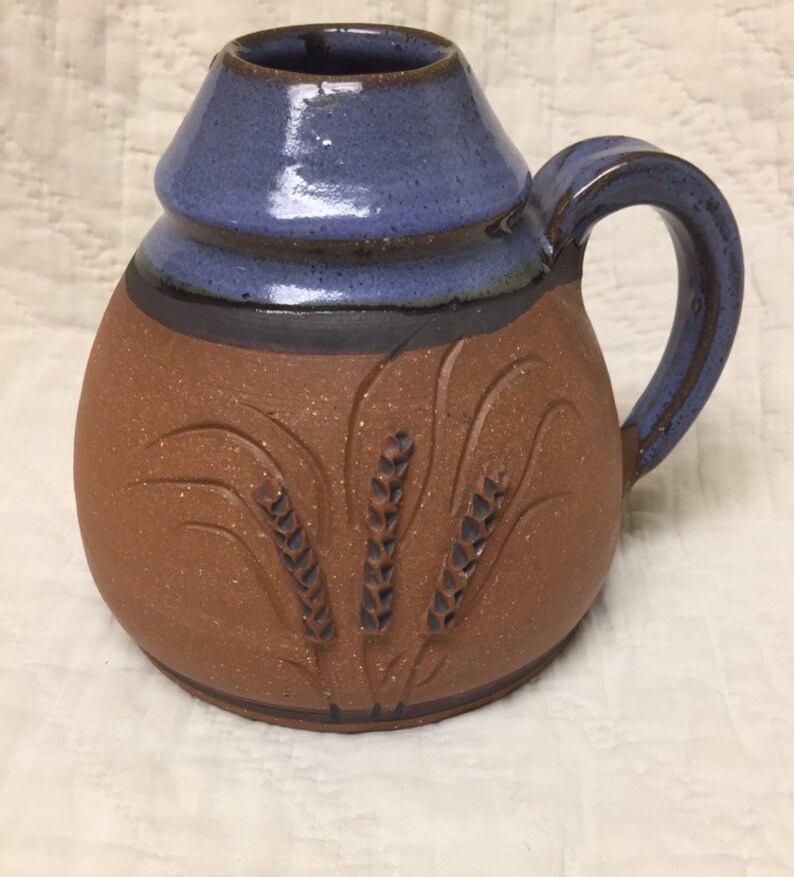 Vase or mug With Wheat Design Art Pottery Steve Ashley 1995 Etsy