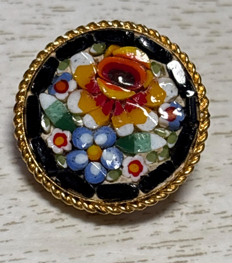 Micro Mosaic Brooch Floral Design - Etsy