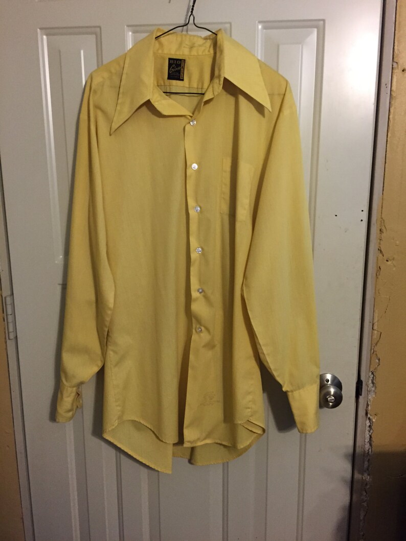vintage Gino Big /& Tall yellow shirt long sleeve tall 17 38 Sanforized