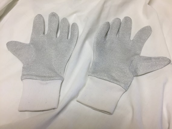 vintage metallic silver knit gloves Michael Jacks… - image 1