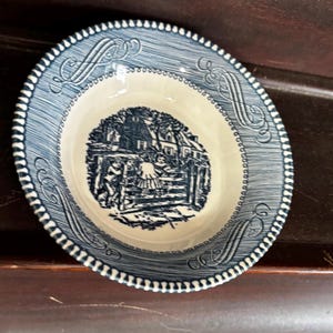 Currier And Ives blue 5 1/2 inch bowl by Royal China