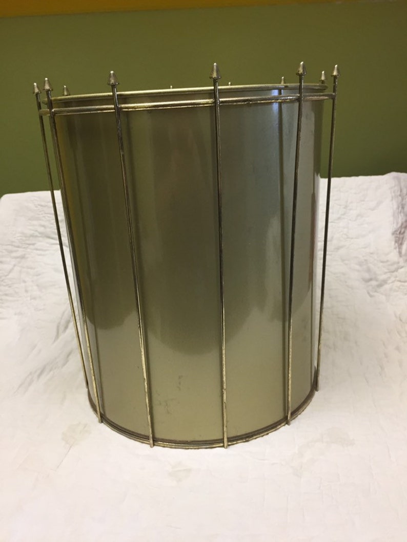 Midcentury metal wastebasket as is