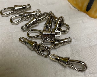 lot of 10 1 inch silver tone  swivel hooks