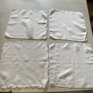 Lot of 4 whitework napkins mismatched as is