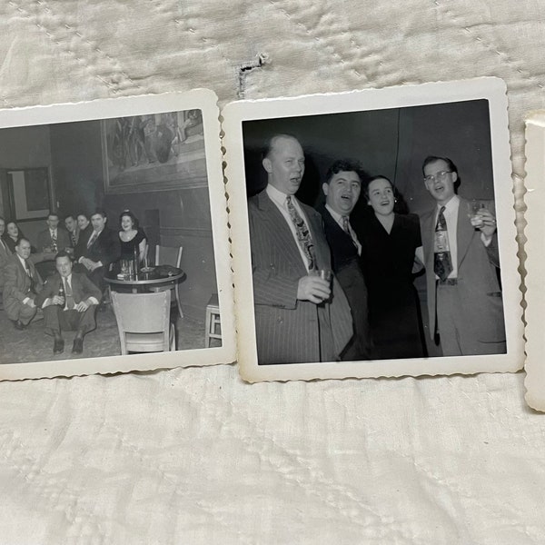 Lot of 4 vintage 1950s photos people drinking and partying