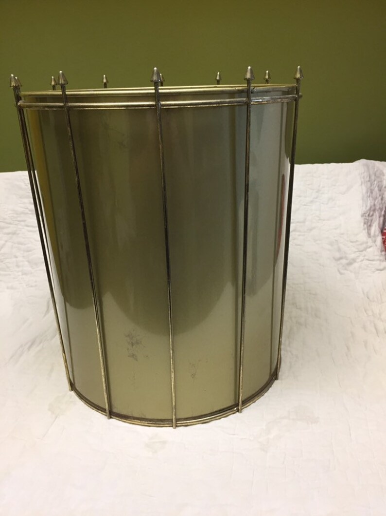 Midcentury metal wastebasket as is