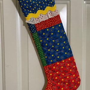 Faux patchwork Christmas stocking 1970s